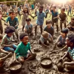 Дети, играющие в грязи